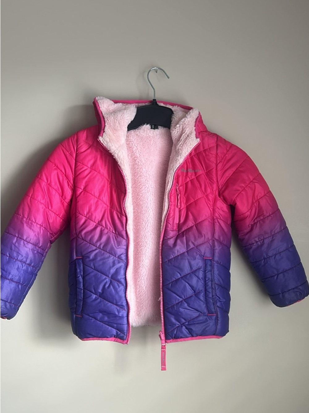 Eddie Bauer Pink to Purple Ombre Puffer Jacket with Plush Lining